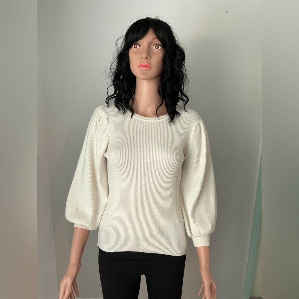 RD Style Cream Ribbed Knit Top